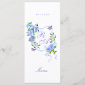 Menu de mariage à monogramme ruban rose bleu (Devant)