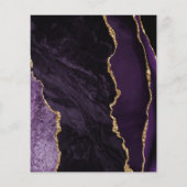 Menu de mariage à motif agate violet et feuille d' (Dos)