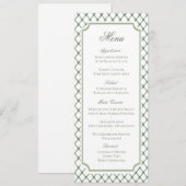Menu de mariage à motif de treillis vert classique (Devant / Derrière)