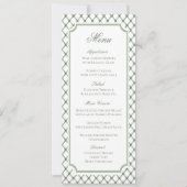 Menu de mariage à motif de treillis vert classique (Devant)