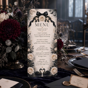 Menu de mariage à nœud noir gothique de luxe Cla