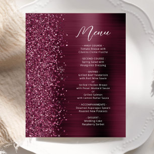 Menu de mariage à paillettes bordeaux Budget Glam