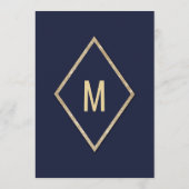 Menu de mariage à paillettes de strass dorées bleu (Dos)