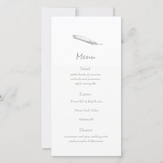 Menu de mariage à plumes (Devant)