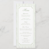 Menu de mariage à rayures aquarelles vertes (Devant)