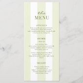 Menu de mariage à rayures vertes (Devant)