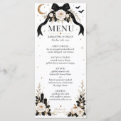 Menu de mariage à ruban noir gothique de luxe | Ha (Devant)