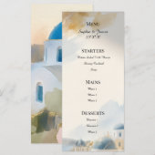 Menu de mariage à Santorin aquarelle (Devant / Derrière)