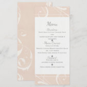 Menu de mariage à tourbillon floral blanc et pêche (Devant / Derrière)