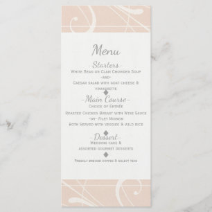 Menu de mariage à tourbillon floral blanc et pêche