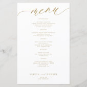 Menu de mariage à typographie dorée romantique bud (Devant)