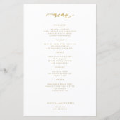 Menu de mariage à typographie dorée simple et écon (Devant)