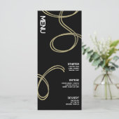 Menu de mariage abstrait noir et blanc tourbillonn (Debout devant)