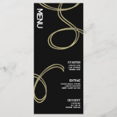 Menu de mariage abstrait noir et blanc tourbillonn (Devant)