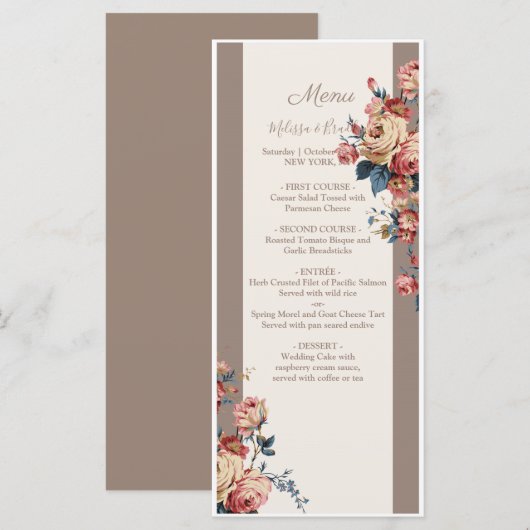 Menu de mariage adoré (Devant / Derrière)