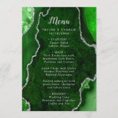 Menu de mariage Agate verte et argentée (Devant)