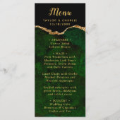 Menu de mariage Agate verte et dorée (Devant)