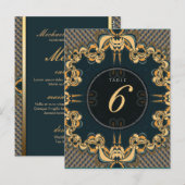 Menu de mariage alternatif numéro de table Art sar (Devant / Derrière)