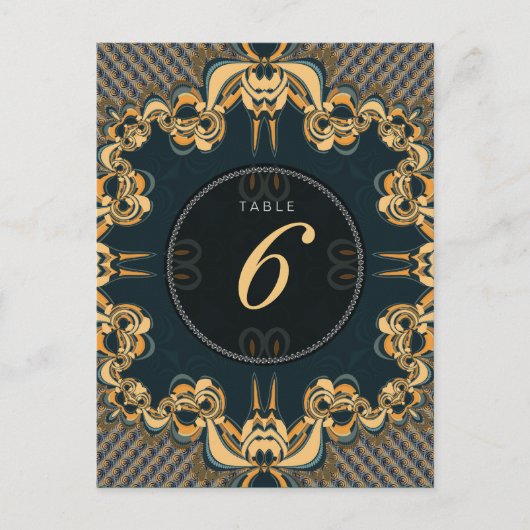 Menu de mariage alternatif numéro de table Art sar (Devant)
