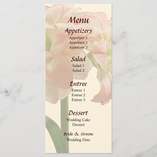 Menu de mariage Amaryllis Aphrodite (Devant)