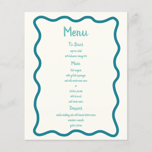 Menu de mariage amusant avec bordure ondulée fanta (Devant)