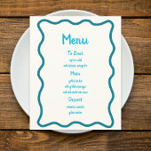 Menu de mariage amusant avec bordure ondulée fanta