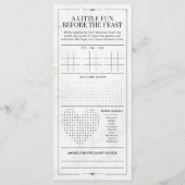 Menu de mariage amusant avec journal de jeux de ma (Dos)