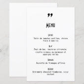 Menu de mariage Apostrophe (Devant / Derrière)