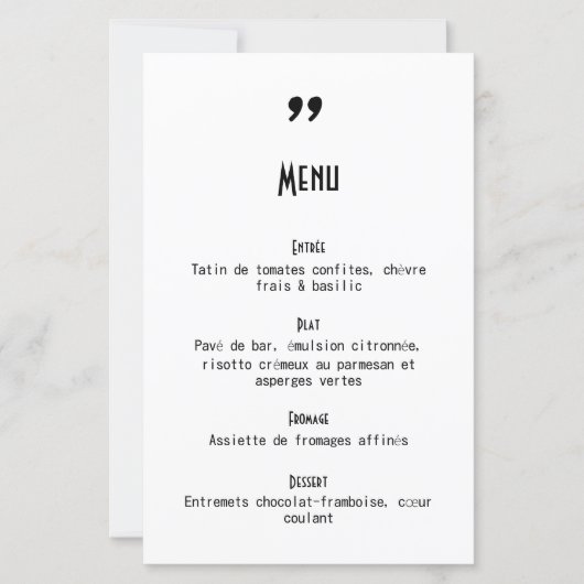 Menu de mariage Apostrophe (Devant)
