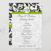 Menu de mariage Apple Green tourbillon de damas no (Devant / Derrière)