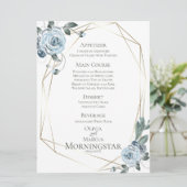 Menu de mariage | Aquarelle bleu bleu foncé (Debout devant)