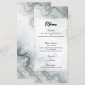 Menu de mariage aquarelle Bleu Gris Or Plage (Devant / Derrière)