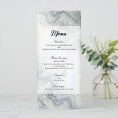Menu de mariage aquarelle Bleu Gris Or Plage (Debout devant)