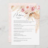 Menu de mariage aquarelle boho floral herbe de la  (Devant / Derrière)