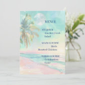 Menu de mariage aquarelle clair de lune sur la pla (Debout devant)