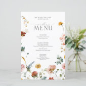 Menu de mariage aquarelle Fleurs de jardin élégant (Debout devant)