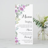 Menu de mariage aquarelle florale rose rustique (Debout devant)
