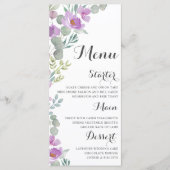 Menu de mariage aquarelle florale rose rustique (Devant)