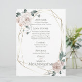 Menu de mariage | Aquarelle Pale Blush Rose Floral (Debout devant)