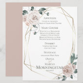 Menu de mariage | Aquarelle Pale Blush Rose Floral (Devant / Derrière)