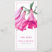 Menu de mariage aquarelle rose lily (Dos)