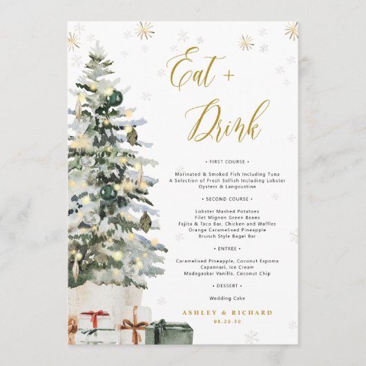 Menu de mariage Arbre de Noël (Devant)
