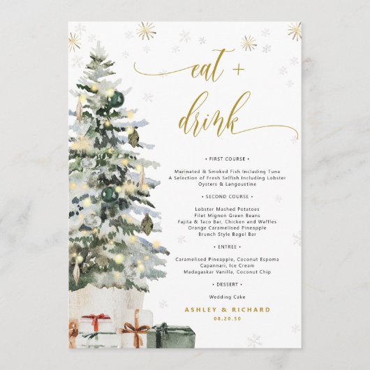Menu de mariage Arbre de Noël (Devant)
