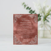 Menu de mariage argent argent rouille vintage (Debout devant)