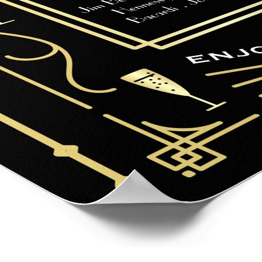 Menu de mariage Art déco Bar Vin Bière Liquor (Coin)