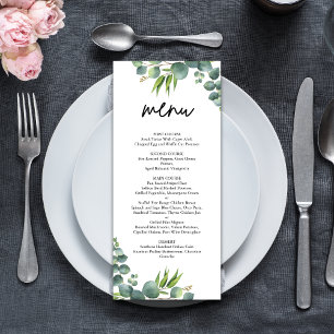 Menu de mariage au bois d'eucalyptus sauge