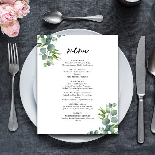 Menu de mariage au bois d'eucalyptus sauge