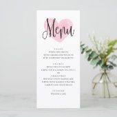 Menu de mariage au cœur rose. Dîner moderne romant (Debout devant)