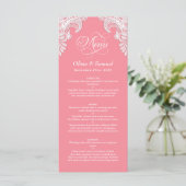 Menu de mariage au dentelle rose (Debout devant)