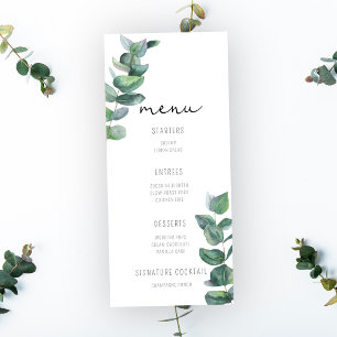Menu de mariage au eucalyptus aquarelle
